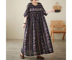 2026 Sommer Neuer Boho-Stil Resort Strandkleid, Mittleres Alter & Ältere Mutter Kleid, Bluse, Damenkleid, Alltägliches Tragen, Große Größen Damen Nach