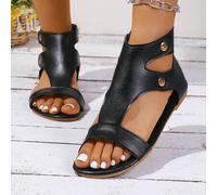 2026 weiche Leder Römersandalen für Damen, Sommer Mode neue Flach Absatz Ausgeschnittene Peep Zehen High Top Stilvolle Schuhe