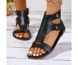 2026 weiche Leder Römersandalen für Damen, Sommer Mode neue Flach Absatz Ausgeschnittene Peep Zehen High Top Stilvolle Schuhe
