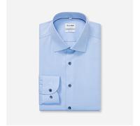 Langarmhemd OLYMP "Level 5", Herren, Gr. 40, N-Gr, blau (bleu), Web, Obermaterial: 97% Baumwolle, 3% Elastolefin, normal, 2-Knopf-Manschette, Hemden Langarmhemd, body fit, New York Kentkragen, fein ge