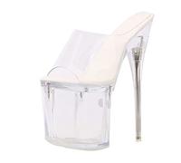 20CM/7.87IN Damen Sexy Klassische Persönlichkeit Stiletto super hohe Keilabsatz Sandale Pumps Damen High Heels Sexy Pole Dancer Stripper Heel Stiletto Party Sandalen,Weiß,38 EU