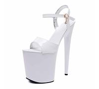 20Cm / 7.87IN Frauen Knöchel Absätze Peep Sandalen Frauen Plattform Offene Spitze High Heel Stiletto Pumps Sexy Pumps Pole Dance High Heels Pole Dance Schuhe,Weiß,39 EU