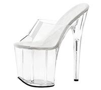 20CM Damenmode Klare Plateau Sandalen High Heels Sexy Hochzeit Kleid Schuhe Größe 34-46,Clear,43 EU