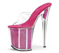 20CM Damenmode Strass Plateau Sandalen High Heels Sexy Hochzeit Braut Prom Party Kleid Schuhe Größe 34-46,Rose red,39 EU