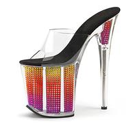 20CM Damenmode Strass Plateau Sandalen High Heels Sexy Hochzeit Braut Prom Party Kleid Schuhe Größe 34-46,Multi Colored,45 EU