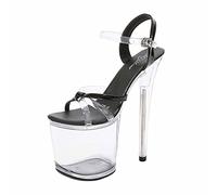 20CM Frauen Plattform Sexy Klare Sandalen Stiletto High Heel Kleid Party Pumps Sexy Nachtclub Pole Dance Stripper Schuhe,Schwarz,40 EU