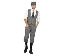 20er Jahre Anzug Knickerbocker Herren-Kostüm Schwarz-Weiß Weste Schiebermütze The Roaring Twenties 20's, Größe:54