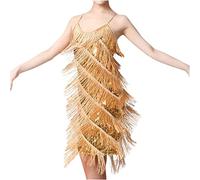 20er Jahre Kleid Damen Gatsby Pailletten Fransenkleid Spaghettiträger Sexy Kurz Latein Tanzkleid 1920er Abendklied Cocktailkleid Damen Abschlussball Flapper Kleider 1920er Fransen Quaste Kleid
