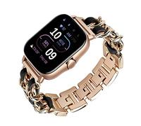 20mm Armbänder Kompatibel mit Amazfit GTS/GTS 2 / GTS 2 Mini/GTS 2e / GTS 3 Armband Für Damen Leder Metall Edel Luxus Ersatz vergoldet Ersatzband mit Schnalle Uhrenarmband (Roségold2)