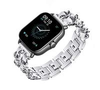 20mm Armbänder Kompatibel mit Amazfit GTS/GTS 2 / GTS 2 Mini/GTS 2e / GTS 3 Armband Für Damen Leder Metall Edel Luxus Ersatz vergoldet Ersatzband mit Schnalle Uhrenarmband (Silber1)