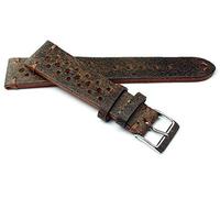 20mm Fluco Racing Rallye Vintage Rindsleder Uhrenarmband handgemacht in Deutschland Robust braun Ton in Ton Naht