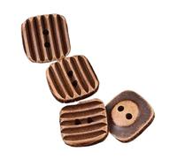 20mm quadratischer Zwei-Loch-Knopf aus Holz für Mantel und Hemd, Rotbraun, 20mm-6Stk