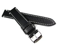 20mm RIOS1931 kräftiges Rindsleder Military Style Armband Retro Look Schwarz Weiße Naht Militär Marine Fliegerband CT 20/20mm