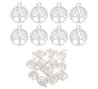 20pcs Lebensbaum Anhänger, antiksilberfarben, aus Metall, 20x24mm Kettenanhänger, ideal für Geschenke zur Kommunion, Taufe und Hochzeit, perfekte Deko für den Baumschmuck