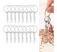 20Pcs Split Keyring mit Kette, Schlüsselring Rohlinge, Metall Schlüsselanhänger Ringe, Schlüsselring Reifen mit Jump Rings und Schraube Eye Pins, DIY Schlüsselanhänger Making Kit
