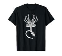 20th Century Fox Alien 45th Anniversary Movie Xenomorph Facehugger Art T-Shirt - Unisex - Schwarz - Klein (EU) - Kurzarm - Klassische Passform - Offizielle Alien Movie Kunst - Doppelt genähter Saum