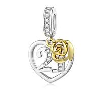 21. Charm für Pandora, 21. Charm mit Goldrose, Sterlingsilber