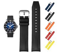 21 mm FKM Gummiband für Tissot Seastar 1000 Powermatic 80 T120407A, Ersatz-Uhrenarmband mit gebogenem Ende für Tissot Seastar 1000 Uhren, 21mm, Kein Edelstein