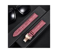 (22 mm, Lila, Roségold) Remzeim Uhrenarmband aus echtem Leder mit Bambusmuster, erste Schicht Rindsleder