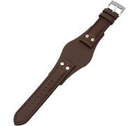 22 mm PU-Uhrenarmband passend für Fossil CH2564 CH2565 CH2891 CH3051 FS4813 ME3102 Herren handgefertigtes Nieten-Armband, 22 mm, Brown silver buckle,