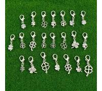 22 Stück Kleeblatt Schlüsselanhänger | Vier- und Einblatt Charm mit Karabinerhaken, silbergrau Zinklegierung, ideal für Neujahr, Geburtstag, Weihnacht
