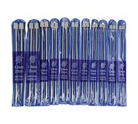 22-teiliges Stricknadel-Set, 25 cm Edelstahl, glänzend, breite Anwendung, Metall-Stricknadel-Set, gerade, lange Stricknadel aus Edelstahl, mit Aufbewahrungstasche