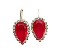 22 x 33 mm große Teardrop-Ohrringe für Damen, roter Quarz, Kristall, Dangle HJDIPCKYVG
