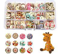 225 Stück 15 Mm Bunte Knöpfe Kinder Puppenknöpfe Rund Bunte Rund Knöpfe Set Holzknöpfe Natur Vintage Knöpfe Bunte Knöpfe Zum Basteln mit 2 Löcher für Diy Nähen Handwerk Stricken Kleidung Und Basteln