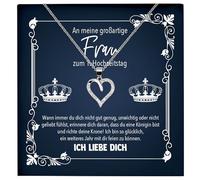 22Feels 1 Jahr Erster Hochzeitstag Geschenk für Ehefrau Schmuck Set Frauen, Romantisch, Echt Silber 925 Herz Halskette mit Karte