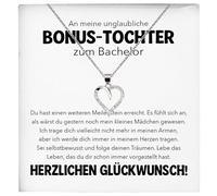 22Feels An Meine Bonus Tochter Bachelor Geschenk SET Frauen Schmuck Hochschulabschluss Glückwunsch - Frauen Herz Halskette Silber 925/000 mit Karte Collier - Universität Studentin