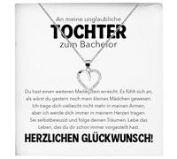22Feels An Meine Bonus Tochter Bachelor Geschenk SET Frauen Schmuck Hochschulabschluss Glückwunsch - Frauen Herz Halskette Silber 925/000 mit Karte Collier - Universität Studentin