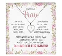 22Feels An Meine Frau Ehefrau Geschenk SET zum Hochzeitstag Valentinstag Ich Liebe Dich Frauen Herz Halskette Damen Schmuck 925/000 Silber Collier mit Karte, Tasche u.m. - Geburtstag (LED Etui)