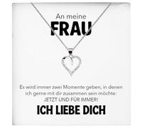 22Feels An Meine Frau Ehefrau Geschenk SET zum Hochzeitstag Valentinstag Ich Liebe Dich Frauen Herz Halskette Damen Schmuck 925/000 Silber Collier mit Karte, Tasche u.m. - Geburtstag Weihnachten