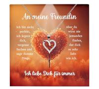 22Feels An Meine Freundin Jahrestag Geschenk Set Frauen Schmuck Ich Liebe Dich Karte - Silber 925/000 Herz Halskette Damen Leder Licht Etui - Romantisch Valentinstag Geburtstag (mit Tasche u.m.)