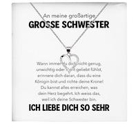 22Feels An Meine Grossartige Grosse Schwester Geschenk SET Frauen Herz Halskette Damen Schmuck 925/000 Silber Collier mit Karte, Tasche u.m. - Geburtstag, Weihnachten