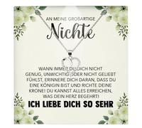 22Feels An Meine Großartige Nichte Geschenk SET von Tante Onkel Mädchen Frauen Herz Halskette Damen Schmuck 925/000 Silber Collier mit Karte, Tasche u.m. - Firmung Konfirmation Geburtstag (LED Etui)