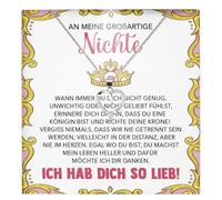 22Feels An Meine Großartige Nichte Geschenk SET von Tante Onkel Mädchen Frauen Herz Halskette Damen Schmuck 925/000 Silber Collier mit Karte, Tasche u.m. - Firmung Konfirmation Geburtstag (LED Etui)