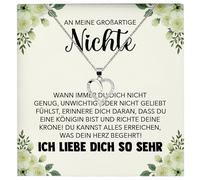 22Feels An Meine Großartige Nichte Geschenk SET von Tante Onkel Mädchen Frauen Herz Halskette Damen Schmuck 925/000 Silber Collier mit Karte, Tasche u.m. - Firmung Konfirmation Geburtstag Weihnachten