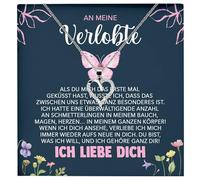 22Feels An Meine Verlobte Geschenk SET zur Verlobung Frisch Verlobt Heiratsantrag Frauen Herz Halskette Damen Schmuck 925/000 Silber Collier mit Karte, Tasche u.m. - Valentinstag, Geburtstag