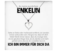 22Feels An Meine Wunderbare Enkelin Geschenk SET von Oma Opa Grosseltern Mädchen Frauen Herz Halskette Damen Schmuck 925/000 Silber Collier mit Karte, Tasche u.m. - Firmung Konfirmation Geburtstag