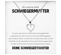 22Feels An meine Wunderbare Schwiegermama Geschenk SET von Schwiegertochter Frauen Herz Halskette Damen Schmuck 925/000 Silber Collier mit Karte, Tasche u.m. - Hochzeit, Muttertag, Geburtstag