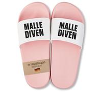 22Feels Badelatschen für Frauen & Damen - Lustiges Geschenk für Sommer, Malle Urlaub & JGA - PVC, Pink-Weiß mit Malle Diven Spruch Gr. 40/41