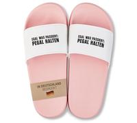 22Feels Badelatschen für Frauen & Damen - lustiges Geschenk für Sommer, Urlaub & Party - PVC, Pink-Weiß mit Pegal halten Spruch Gr. 40/41