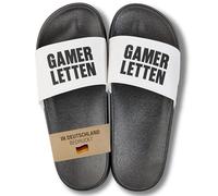22Feels Badelatschen für Männer & Frauen Gamer - Lustiges Geschenk zum Geburtstag & Weihnachten für Zocker - PVC, Schwarz-Weiß mit Spruch Gamer Letten, Gr 40/41