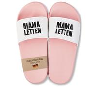 22Feels Badelatschen für Mamas, Frauen & Damen - Lustiges Geschenk zum Muttertag, Geburtstag & Sommer Urlaub - PVC, Pink Weiss mit Mama Letten Aufdruck Gr. 40/41