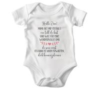 22Feels Bio-Baumwolle Unisex Babybody Hallo Oma Kurzarm Weiss Strampler Babyparty Geschenk Babyshower Schlupfkragen Weicher Einteiler für Neugeborene Babys