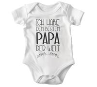 22Feels Bio-Baumwolle Unisex Babybody Kurzarm Bester Papa der Welt Weiss Strampler Babyparty Geschenk Babyshower Schlupfkragen Weicher Einteiler für Neugeborene Babys (Weiß, 3-6 Monate)