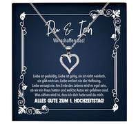 22Feels Du und Ich Erster Hochzeitstag Geschenk für Ehefrau Schmuck Set Frauen, Romantisch, Echt Silber 925 Herz Halskette mit Karte