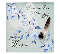 22Feels Ehefrau Hochzeitstag Geschenk Set Frauen Schmuck Ich Liebe Dich Karte - Silber 925/000 Herz Halskette Damen Leder Licht Etui - Romantisch Valentinstag Geburtstag (mit Tasche u.m.)