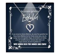 22Feels Enkelin Geschenk von Oma Opa - Mädchen Schmuck Frauen Silber 925/000 Herz Halskette - Konfirmation Firmung 18. Geburtstag Weihnachten Abitur Bachelor Master - Karte Premium LED Licht Etui